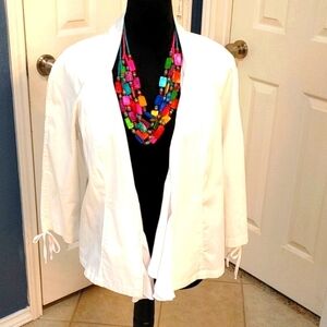 Focus 2000 Size 12 White Open Cinched Sleeves Jacket attached Cami Pockets